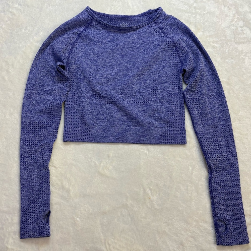 ✨ Seamless Long-Sleeve Crop Top – Purple (Size S)